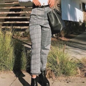 Plaid button pants